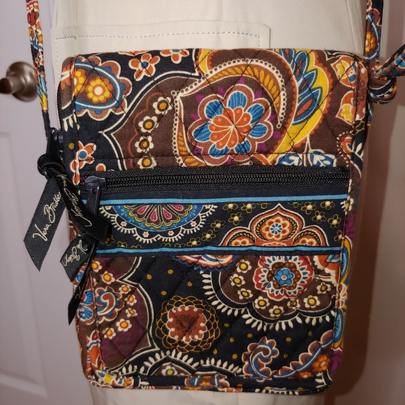 Vera Bradley brown floral mini hipster crossbody… - Picture 1 of 7